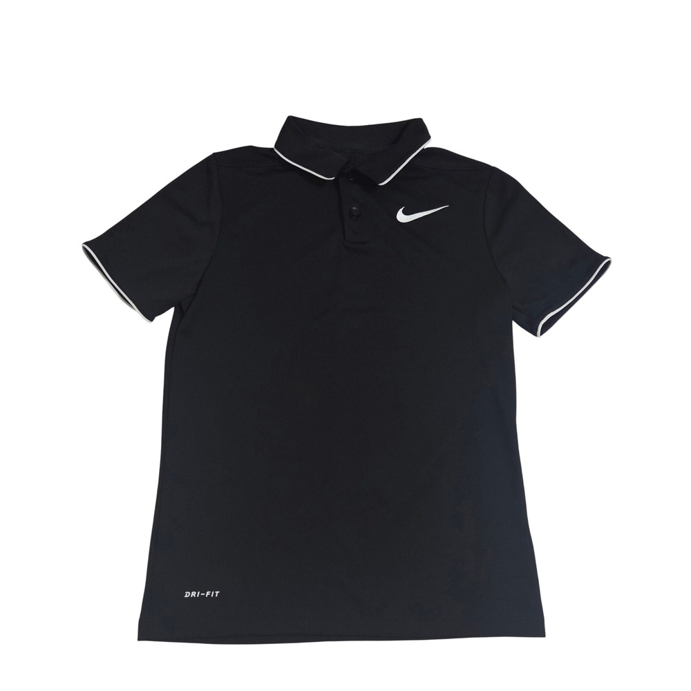Nike boys Dri-FIT Polo Shirt Black White Short Sleeve Sport Top 915882-010 M